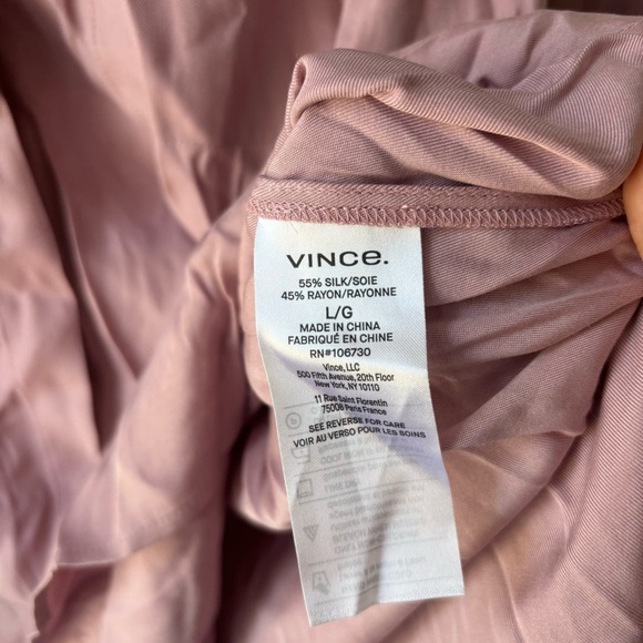 Vince RELAXED LONG SLEEVE SILK BLEND BUTTON-UP BLOUSE IN LILAC STONE Sz L - Picture 7 of 8